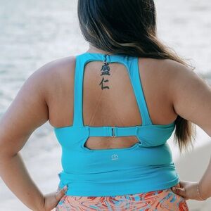 Swim Zip UPF 50+ Women’s High Neck Fitted Tankini Top Scuba Blue Sz 3X